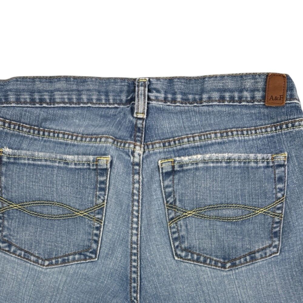 Abercrombie & Fitch Y2K Denim Stretch Bermuda Shorts Low Rise Cuffed Size 10 - Picture 8 of 9